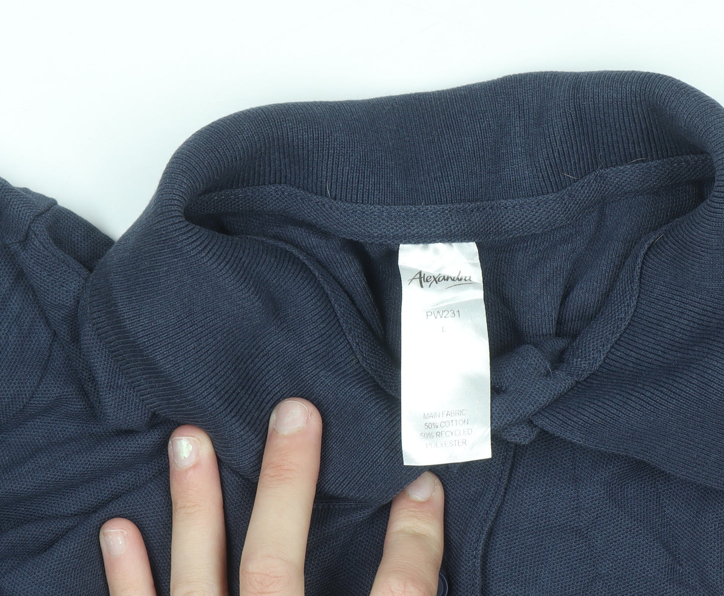 Alexandra Men's Navy Blue Polo Shirt Size L Cotton Blend Workwear