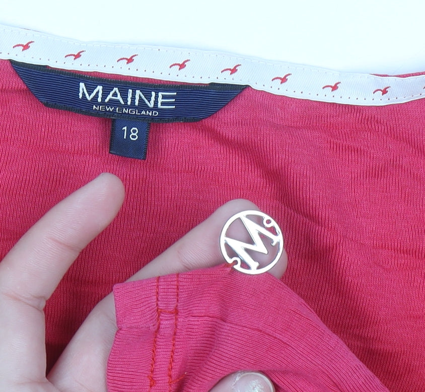Maine New England Women's Pink 3/4 Sleeve Cotton Tunic Blouse Size 18
