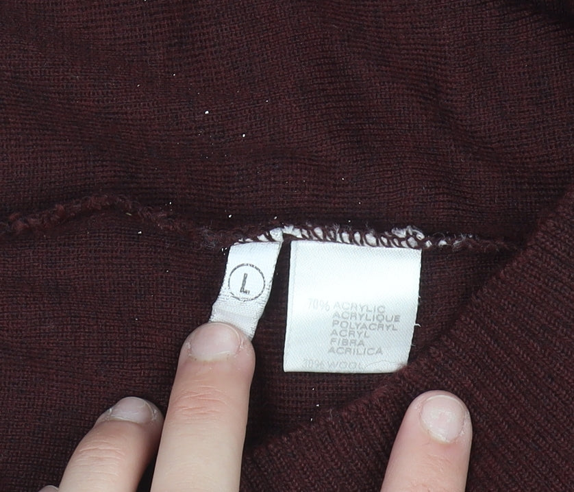 Cruising Club Men's Brown Roll Neck Wool Blend Jumper L