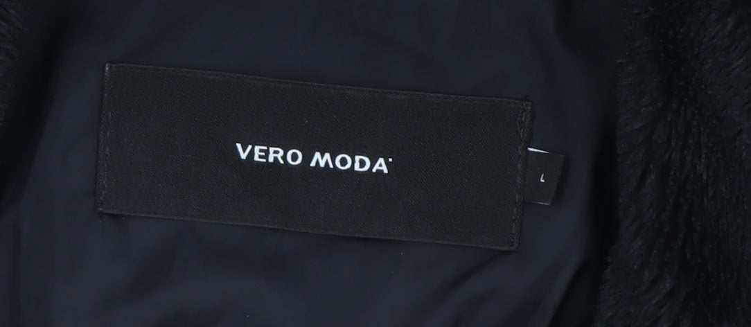 Vero Moda Women's Black L Puffer Jacket with Zip Pockets