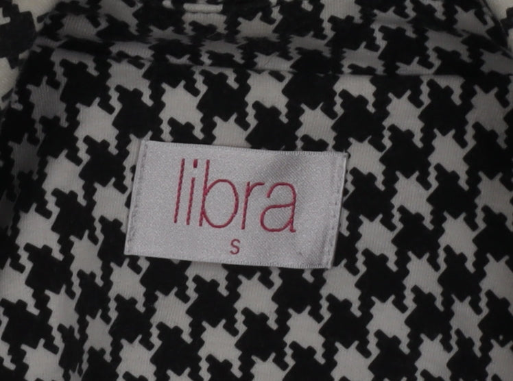 Libra Women's Black Houndstooth Trim Two-Button Blazer Size S