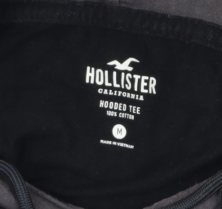 Hollister Men’s Black Pullover Hoodie M Logo Cotton Classic Fit