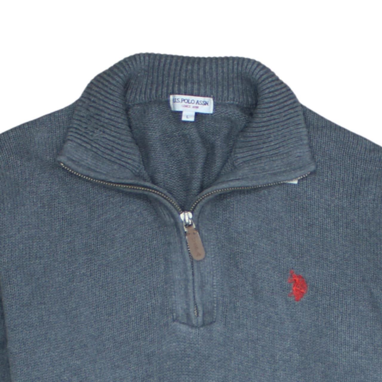 U.S. Polo Assn. Men's Grey Half Zip Cotton Jumper Size L
