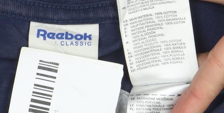 Reebok Men's Blue Small Classic Logo Graphic T-Shirt
