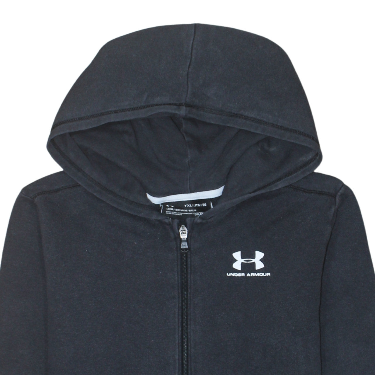 Under Armour Boys Black Full Zip Hoodie YXL 14-15 Years ColdGear