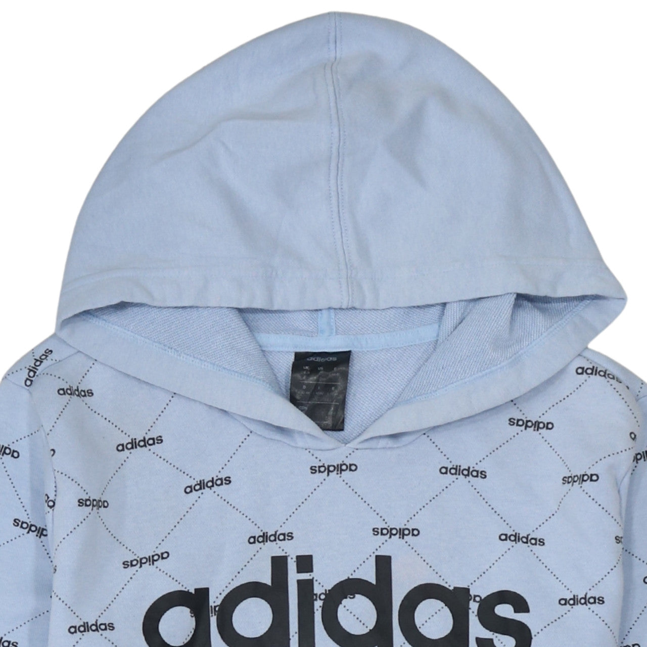 Adidas Womens Blue Hoodie L 16-18 Pullover Logo Print Casual Sweatshirt
