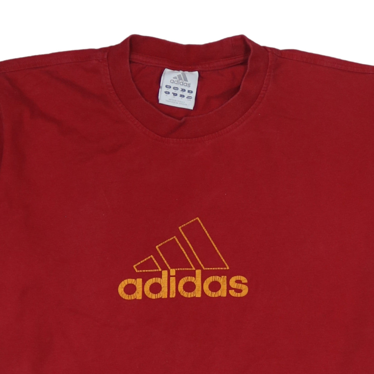 Adidas Men's Red Cotton Short Sleeve Sports Logo T-Shirt Size M