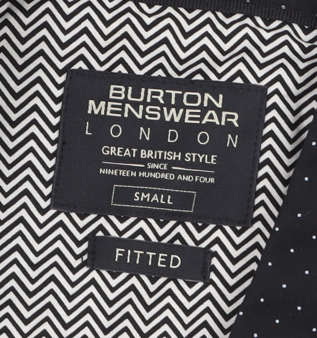 Burton Menswear London Black Polka Dot Slim Fit Short Sleeve Shirt Size S