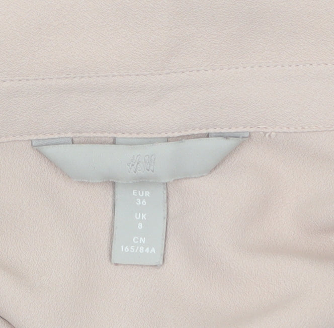H&M Womens Beige Long Sleeve Button-Up Blouse UK 8 Classic Style