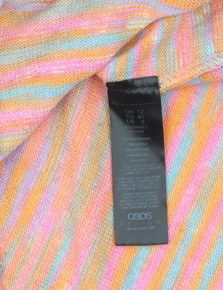 ASOS Design Women’s Multicoloured Striped Cropped Knit Top UK 12