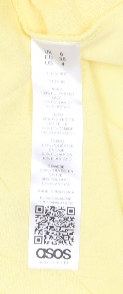 ASOS Women’s Yellow Lace Fit & Flare Dress Size 8 3/4 Sleeve