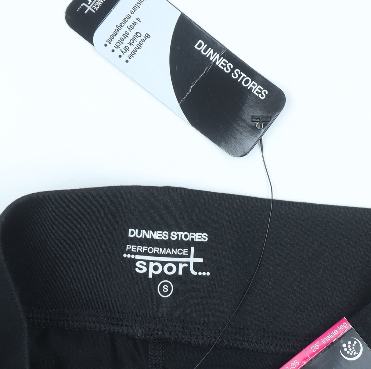 Dunnes Stores Women's Black 7/8 Ankle Leggings Size S Performance Sport