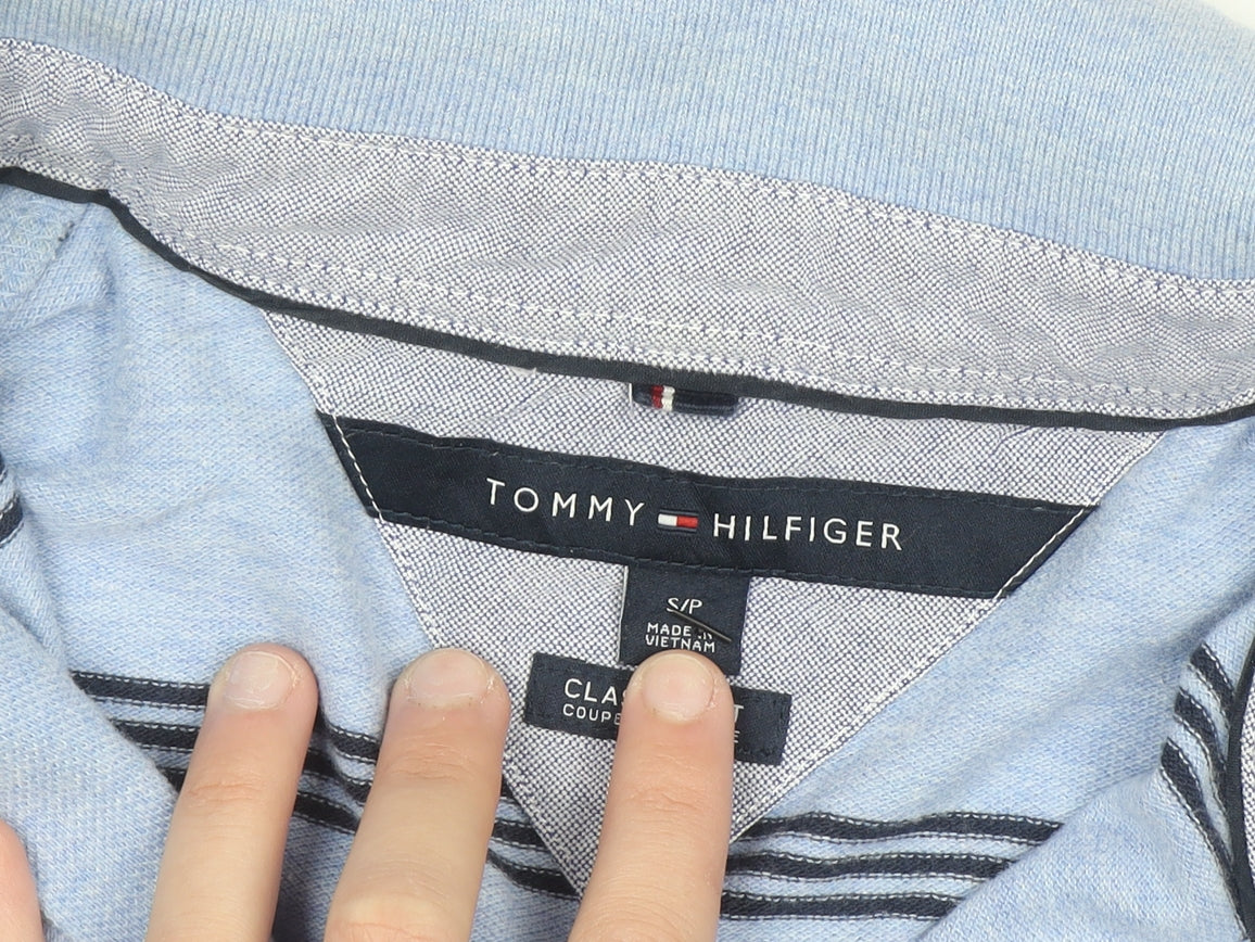 Tommy Hilfiger Men's Blue Striped Classic Fit Cotton Polo Shirt S