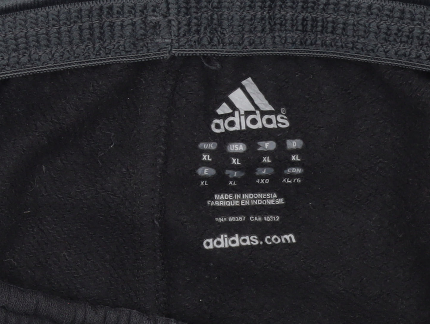 Adidas Men's Black XL Fleece Sweatpants with Grey Stripes