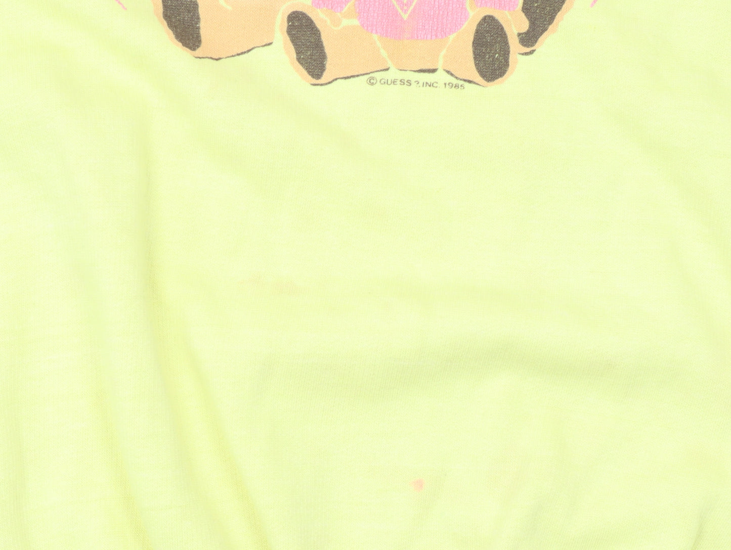 Guess Women Yellow Pullover Sweatshirt L Teddy Bear Graphic Vintage