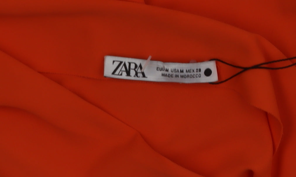 ZARA Women's Orange One Shoulder Asymmetrical Blouse M
