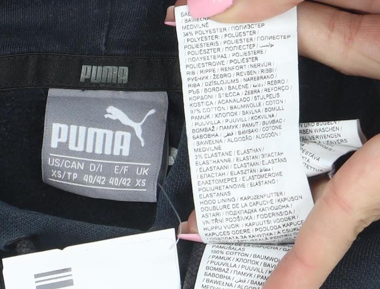 Puma Men's Black XS Pullover Hoodie Logo Fleece Sweatshirt