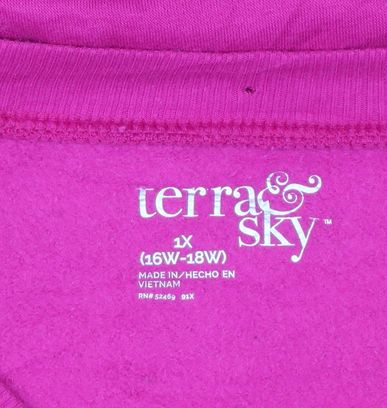 Terra & Sky Women's Pink Pullover Sweatshirt Size 18 Plus Cotton Blend