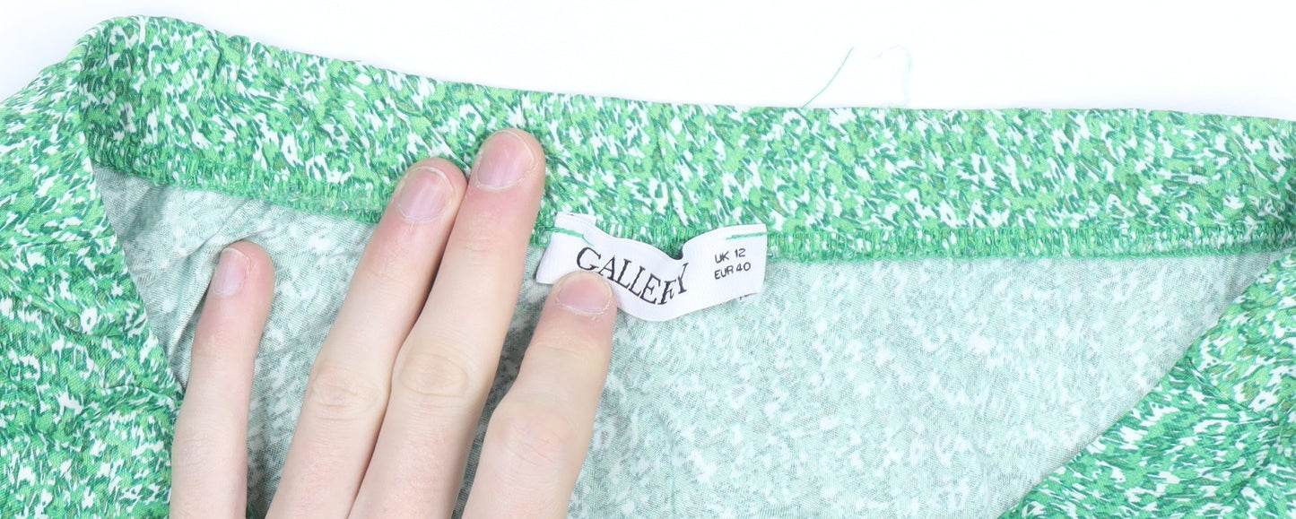 Gallery Women’s Green Floral Midi A-Line Skirt Size 12 Viscose