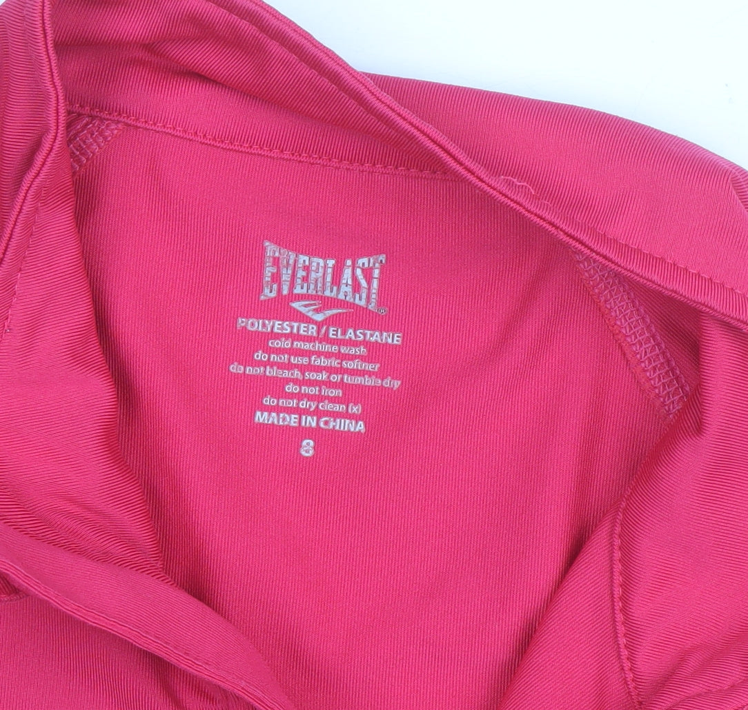 Everlast Womens Pink Long Sleeve 1/4 Zip Gym Training Top Size 8