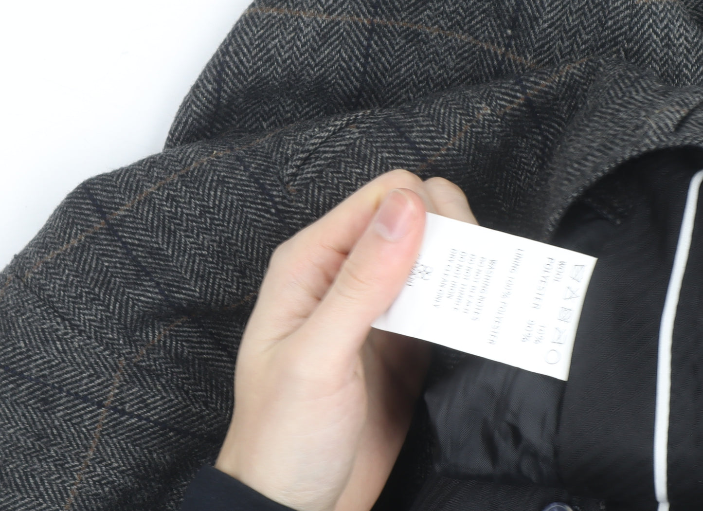 Farbo Men's Grey Wool Blend Checked Dress Trousers 34R