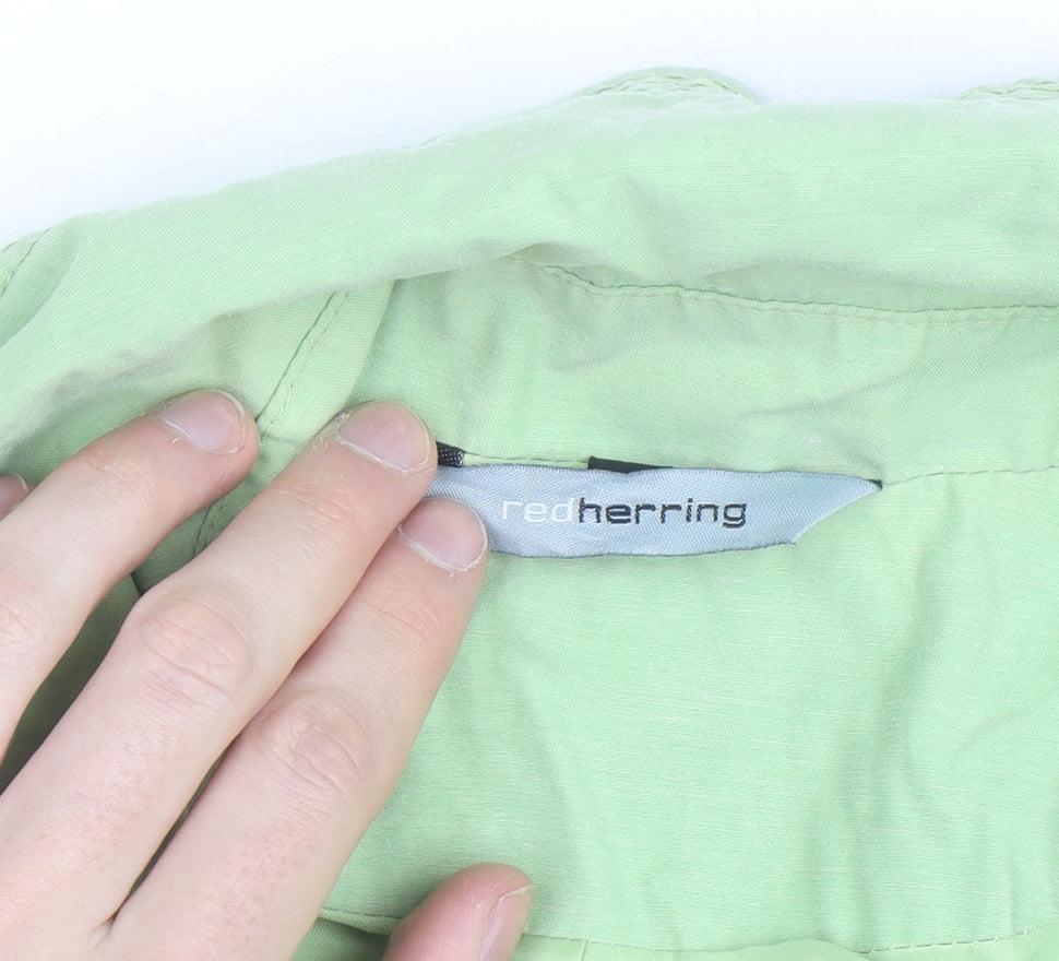 Red Herring Women’s Green Cotton Blend Mid-Length Trench Coat Size 12