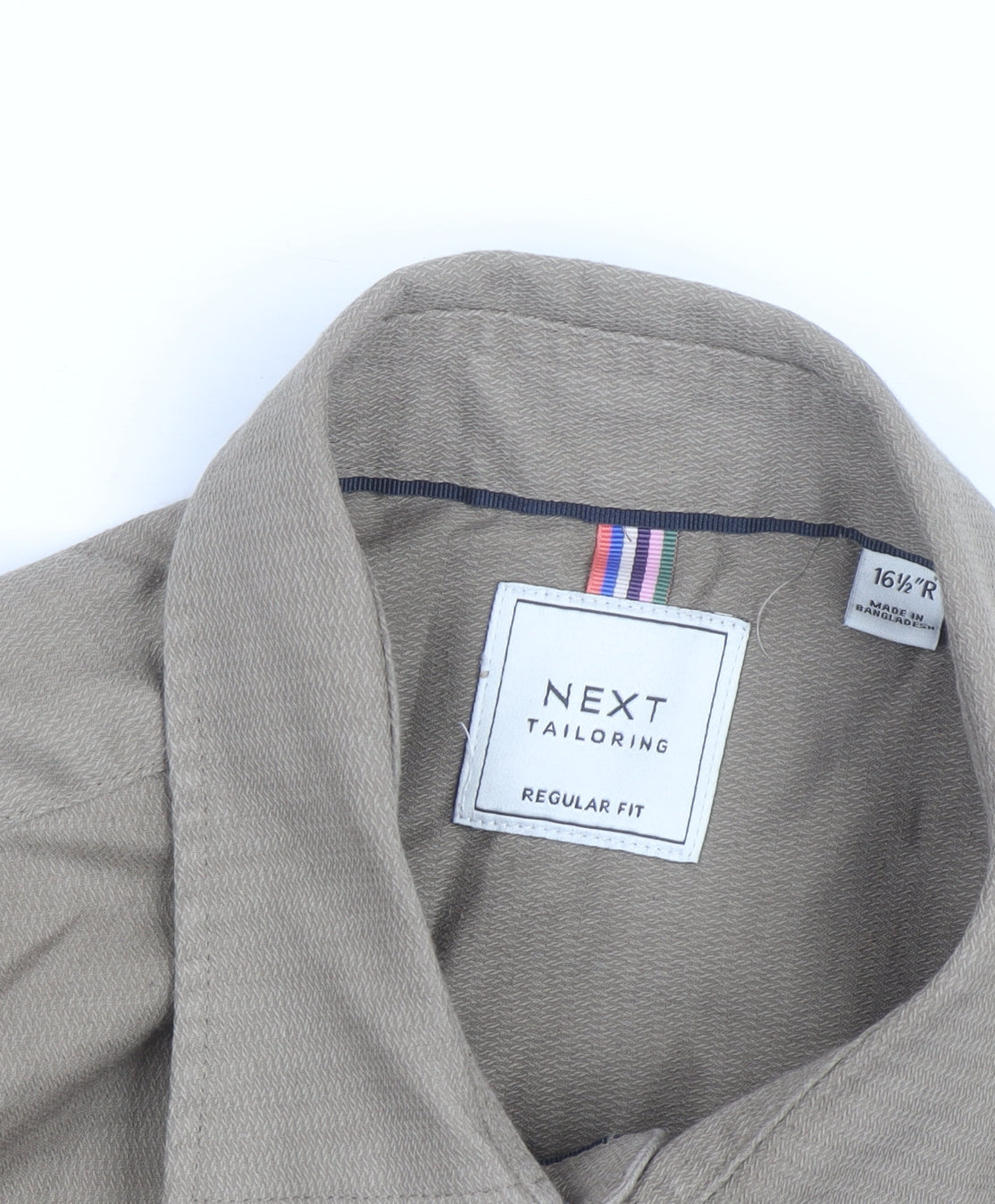 Next Mens Beige Regular Fit Long Sleeve Dress Shirt 16.5R