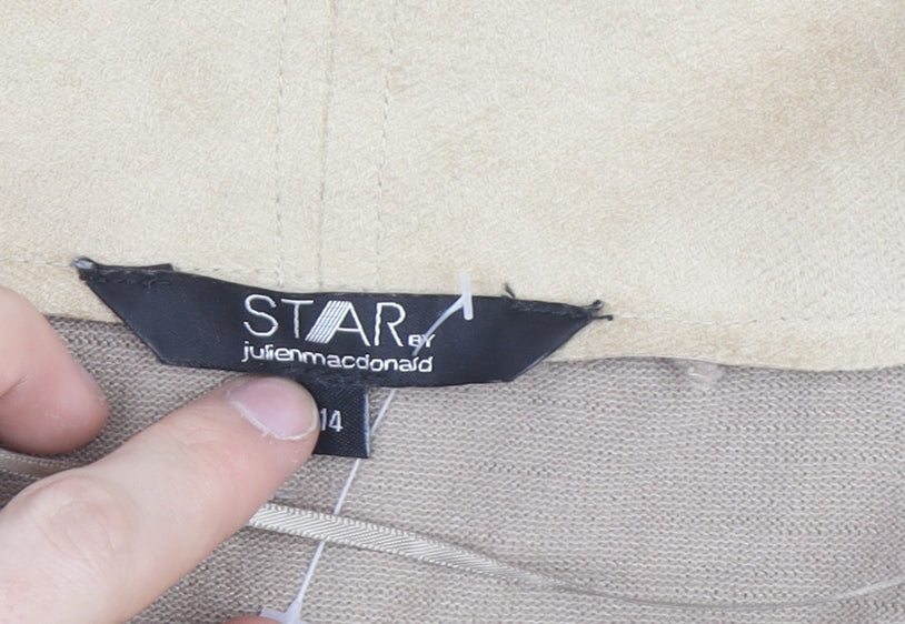 STAR by Julien Macdonald Women Beige Wool Blend Biker Jacket Size 14