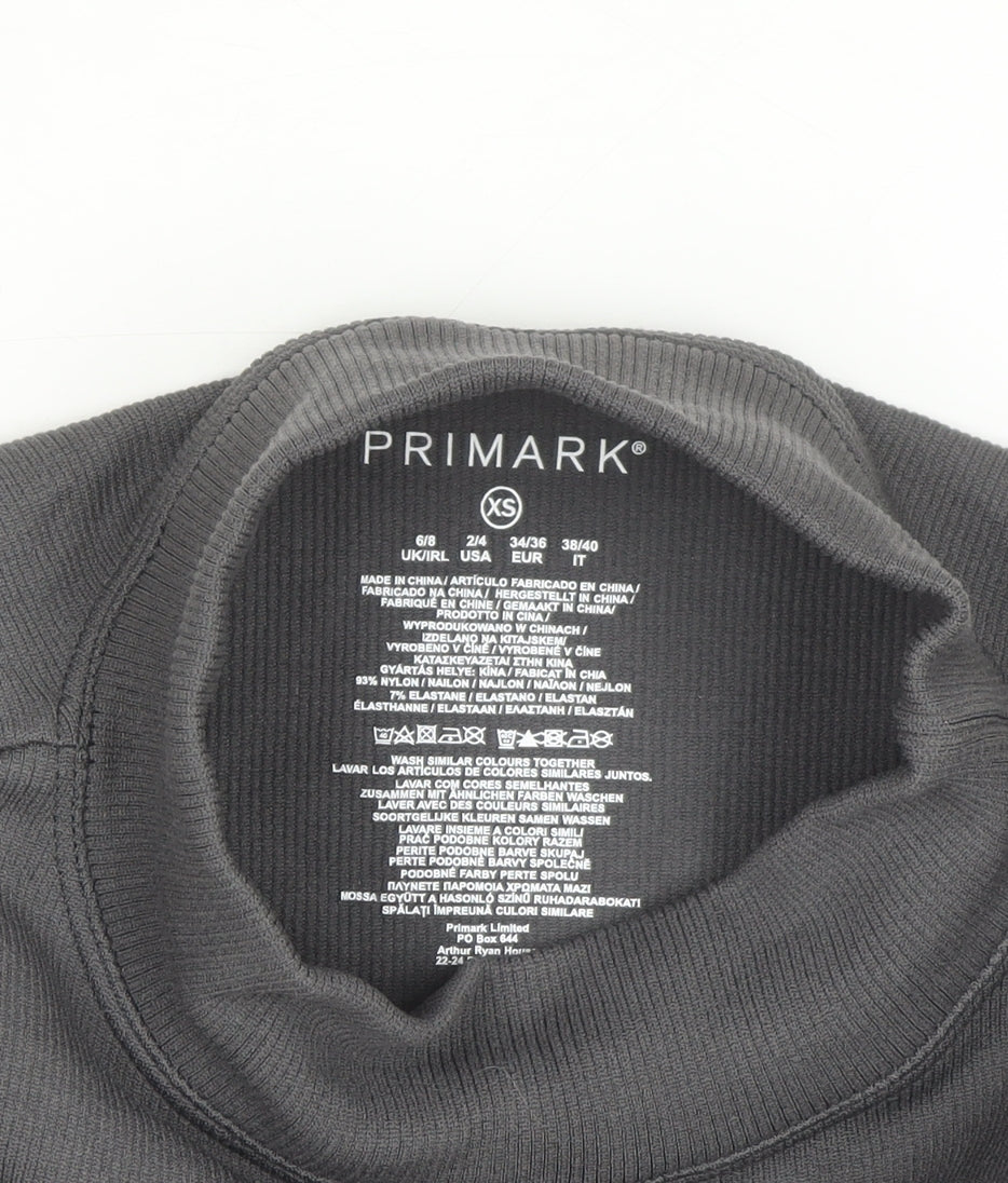 Primark Women Grey Mock Neck Sleeveless Bodysuit XS