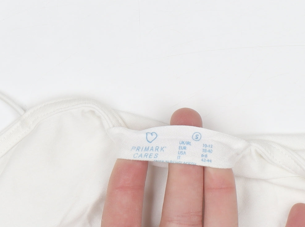 Primark Women White Camisole Tank Top S Slim Fit Cotton Elastane