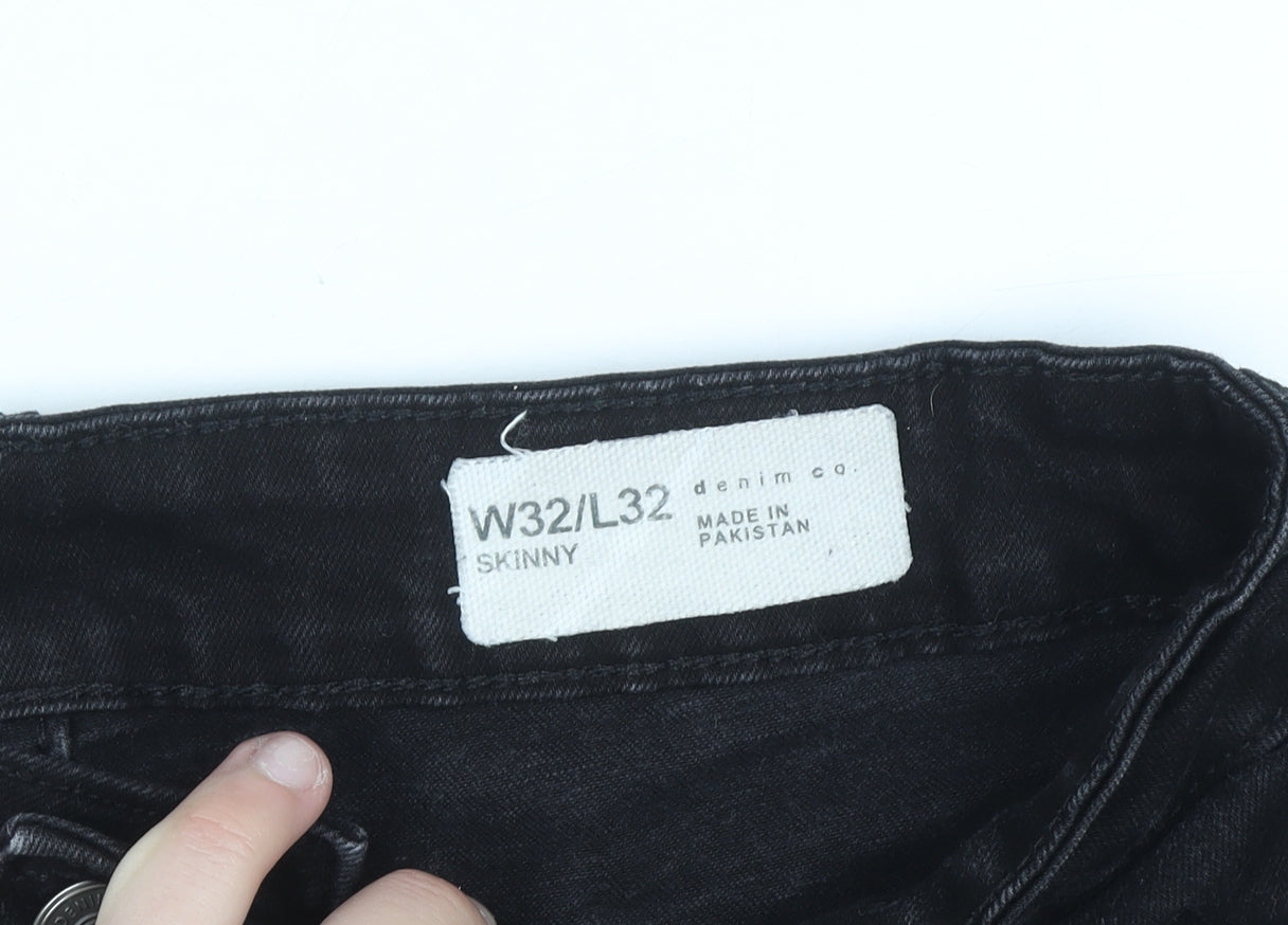 Denim Co Women's Black Skinny Jeans W32 L32 Cotton Stretch