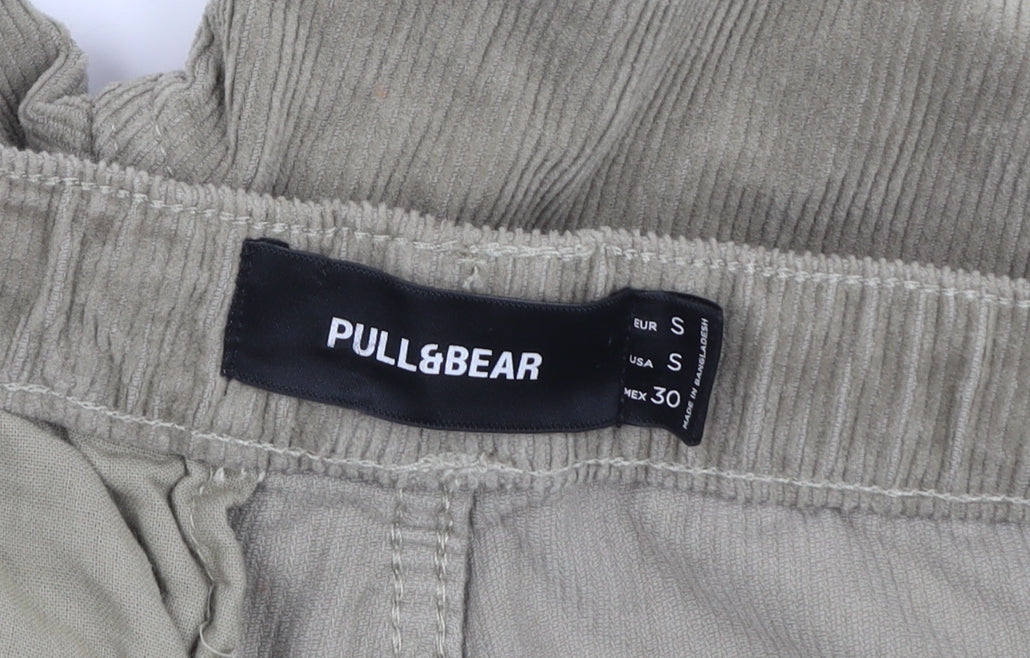 Pull & Bear Men's Beige Corduroy Jogger Trousers Size S