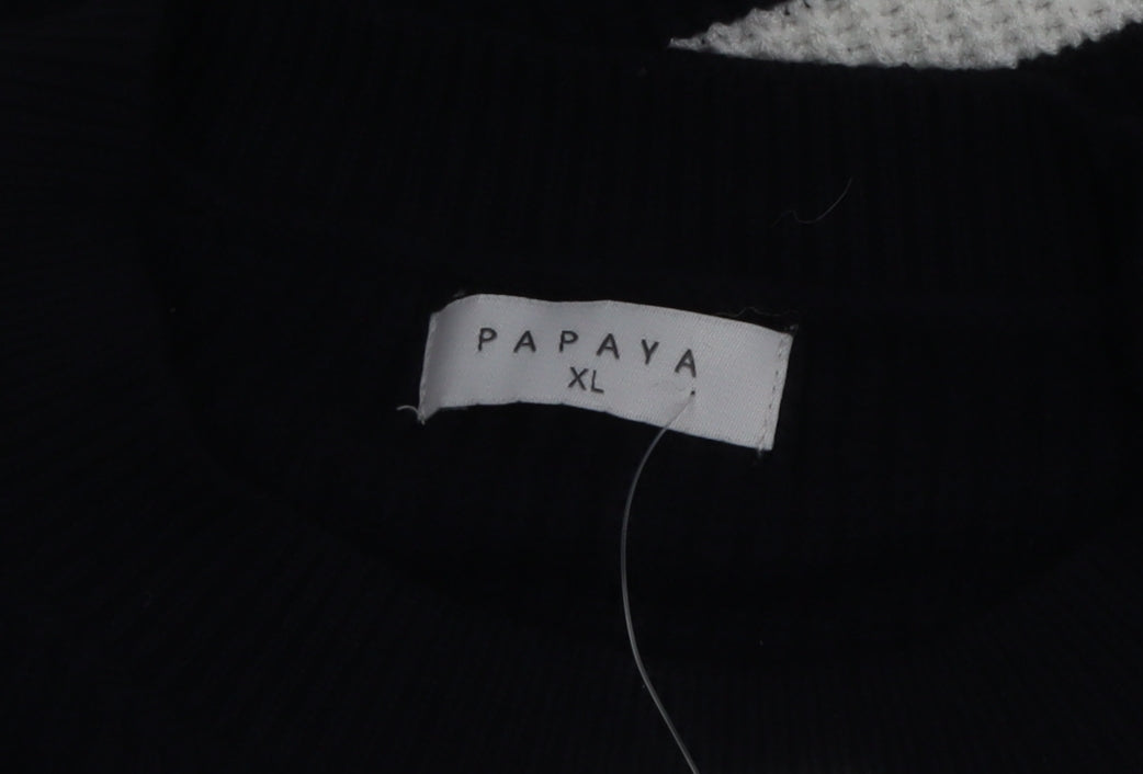Papaya Women Navy & White Striped Pullover Sweater XL