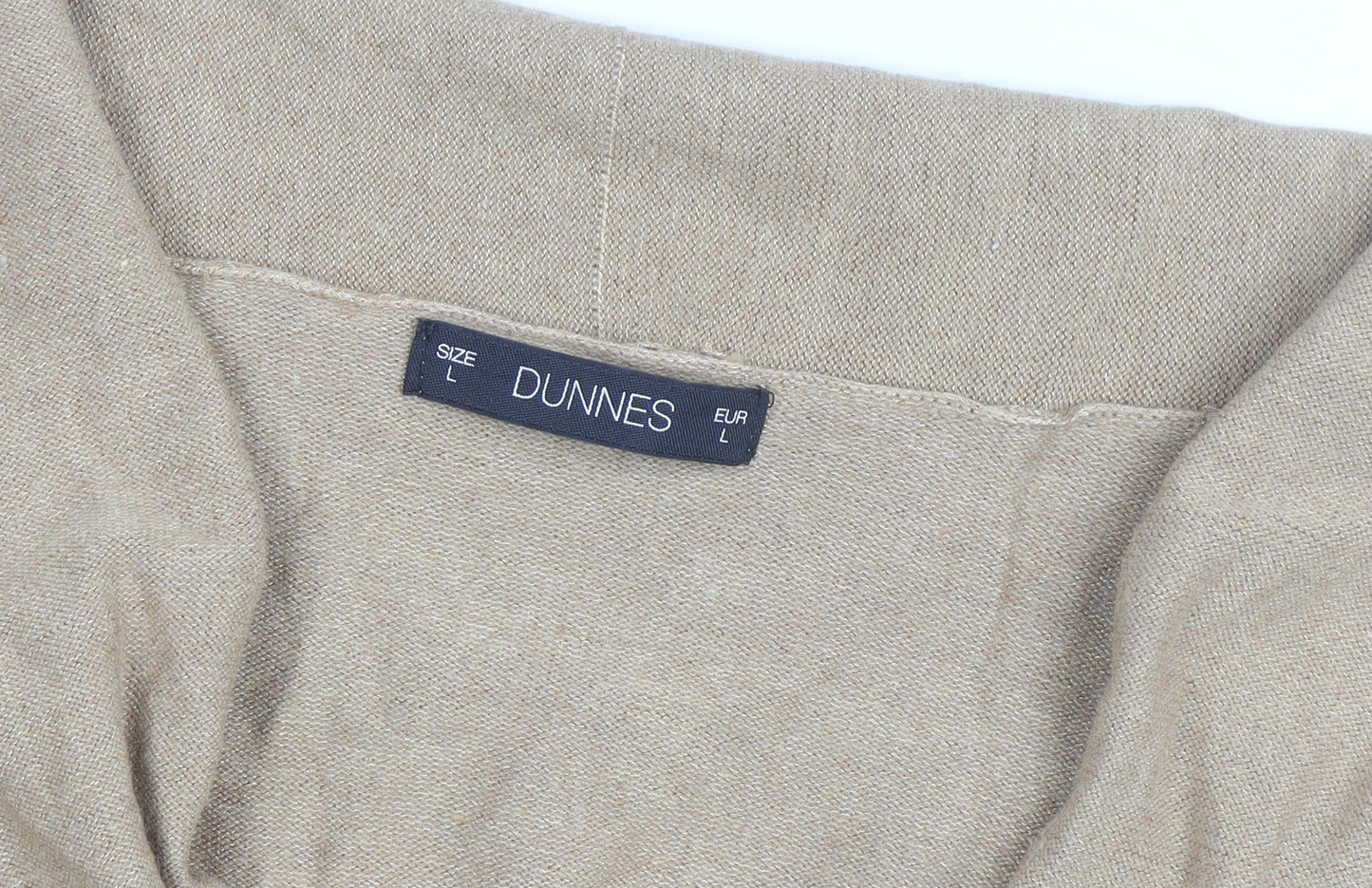 Dunnes Women’s Beige Knit Cardigan L Lightweight Open Front