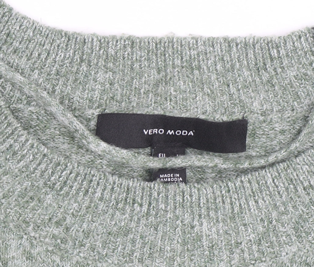 Vero Moda Women’s Green Crew Neck Knit Long Sleeve Pullover Jumper L