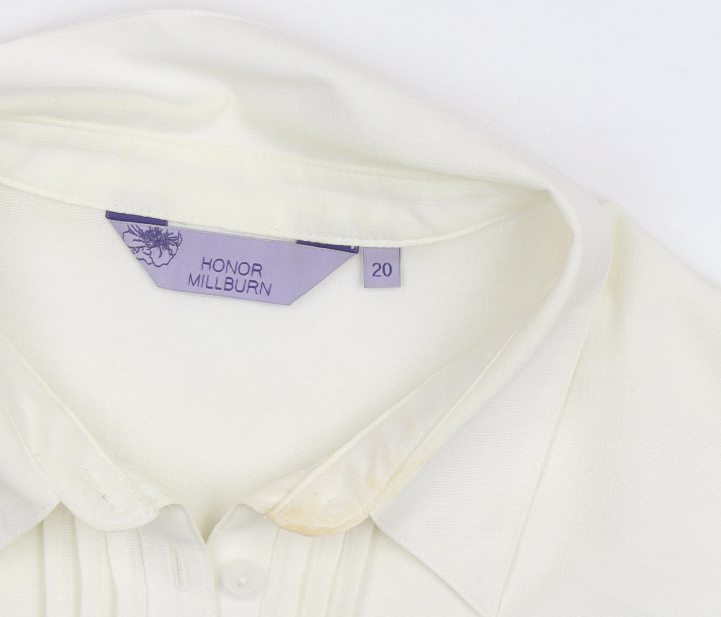 Honor Millburn Women's Ivory Button-Up Long Sleeve Blouse Size 20