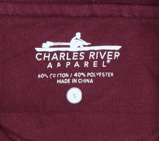 Charles River Apparel Womens Burgundy 1/4 Zip Sweatshirt Size S Cotton Blend