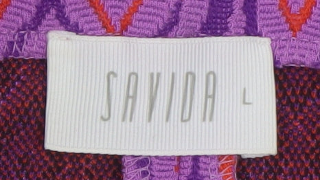 Savida Women’s Purple Geometric Pencil Skirt Size L Stretch Knit
