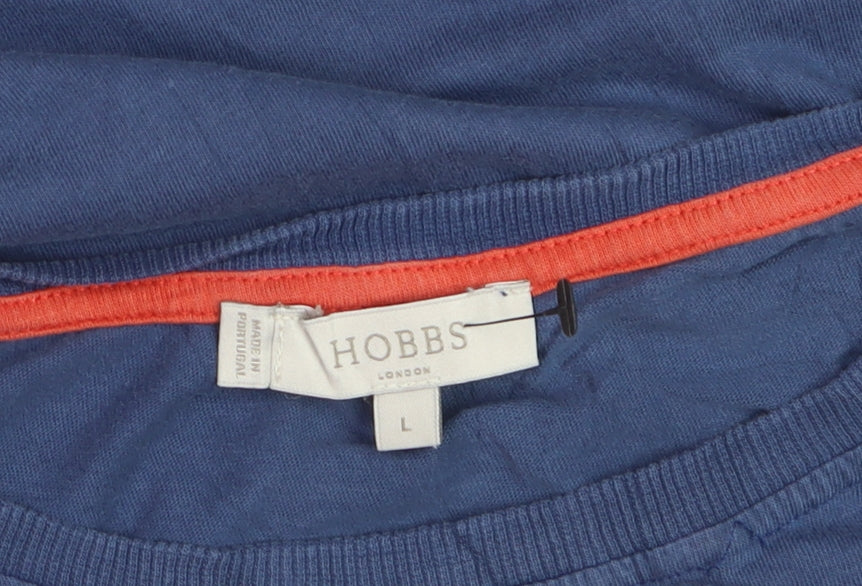 Hobbs Blue Cotton Short Sleeve Crew Neck T-Shirt L Adult