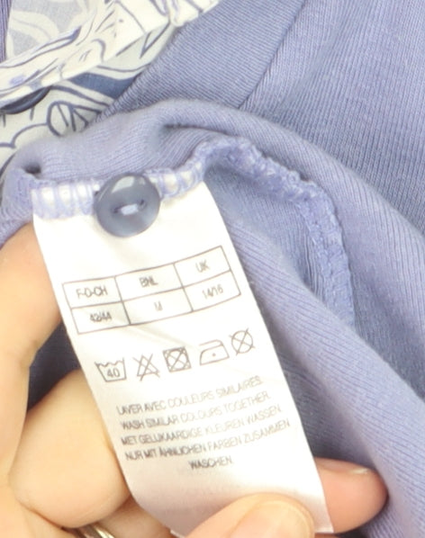 Damart Women’s Purple Long Sleeve V-Neck Button-Up Top Size 14/16