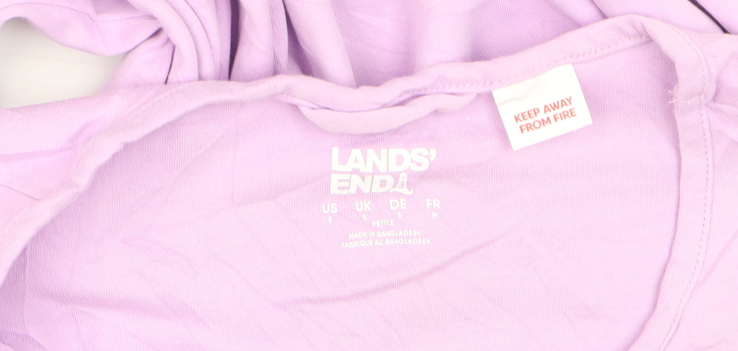 Lands' End Women's Petite Purple Cotton Midi T-Shirt Dress S