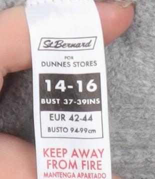 Dunnes Stores Women Grey Argyle Cardigan Size 16 Wool Blend