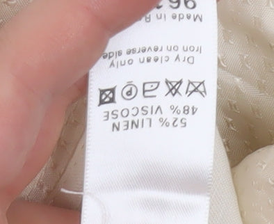 Monsoon Women Ivory Linen Blend Wide-Leg Trousers Size 22