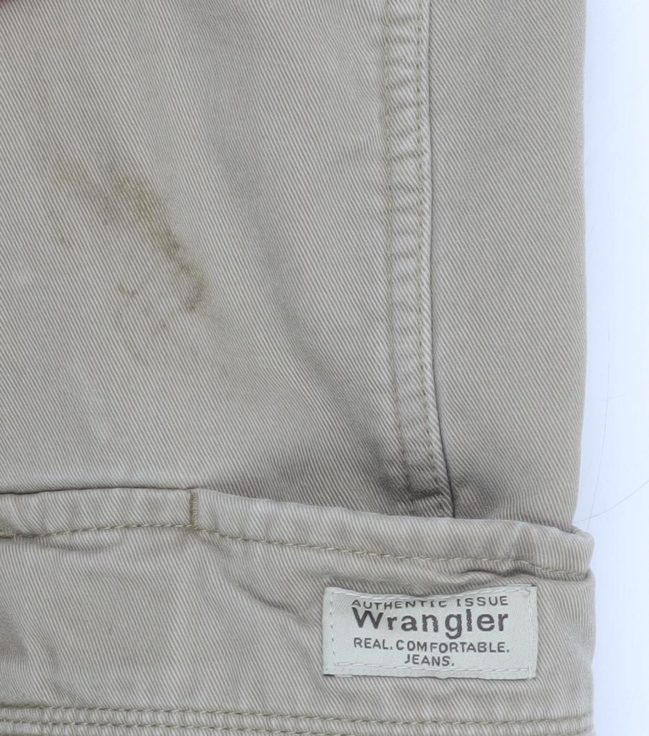 Wrangler Men's Beige Cargo Trousers 36x32 Cotton Workwear Pants