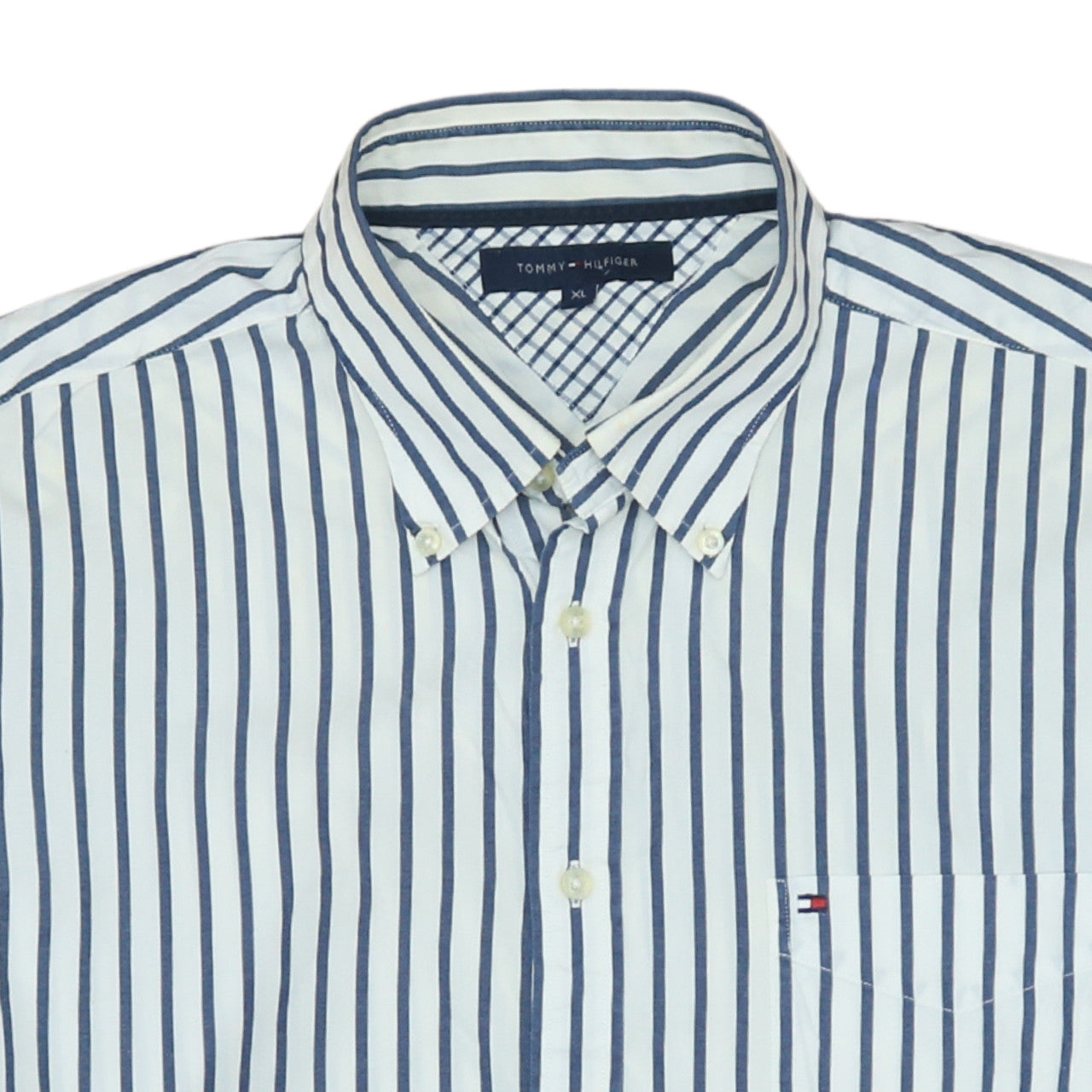 Tommy Hilfiger Men Blue Striped Button-Up Cotton Shirt XL