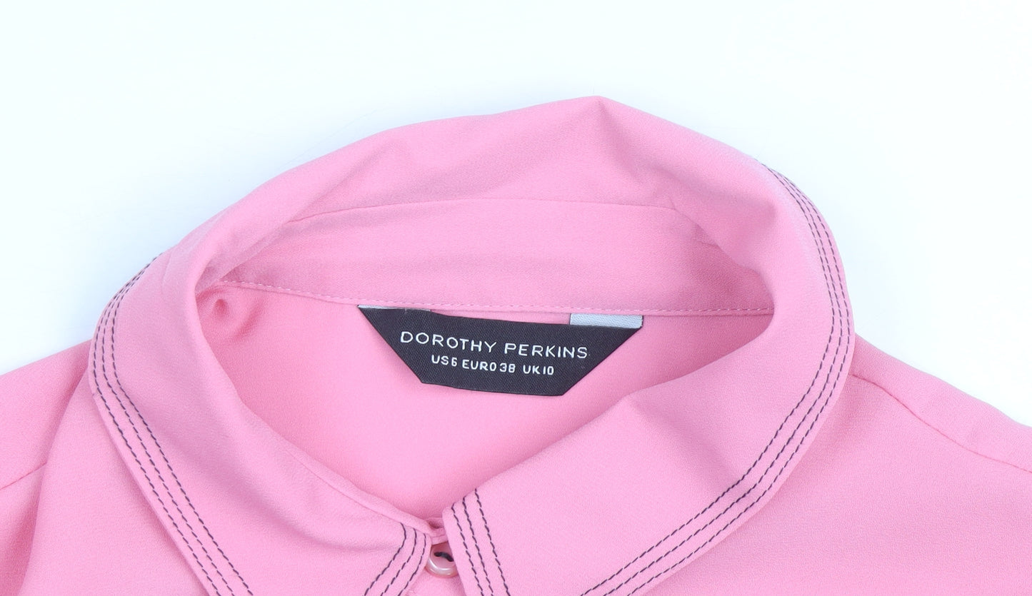 Dorothy Perkins Women Pink Size 10 Button-Up Long Sleeve Shirt