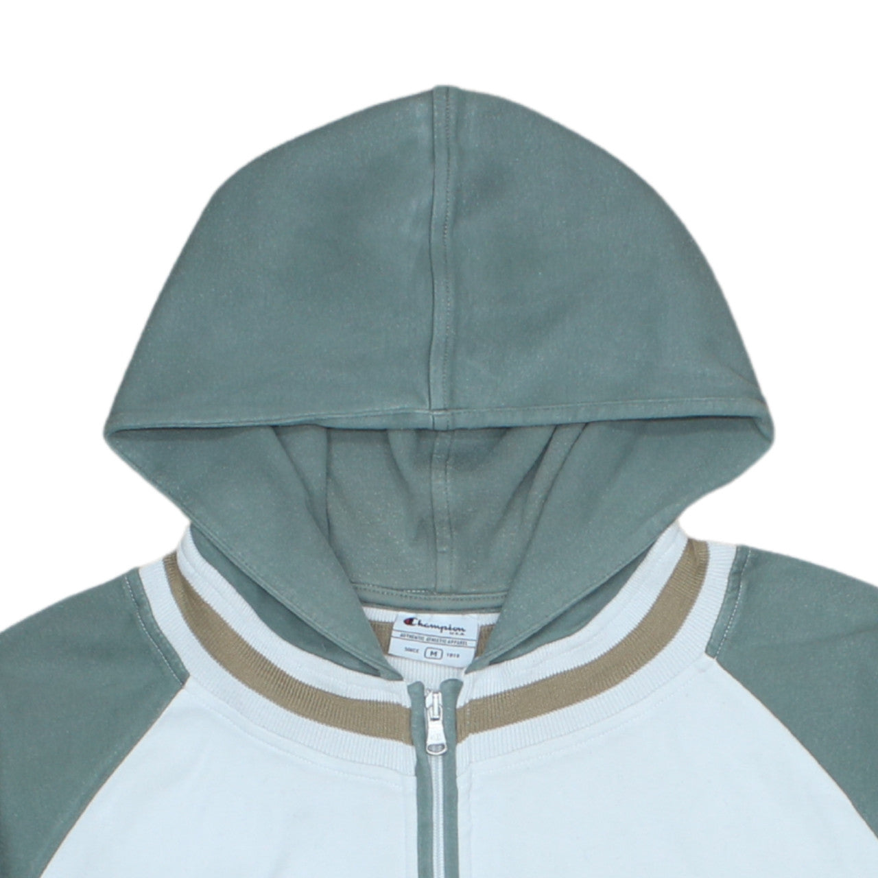 Champion Men's Green Full Zip Hoodie M Lightweight Cotton Blend