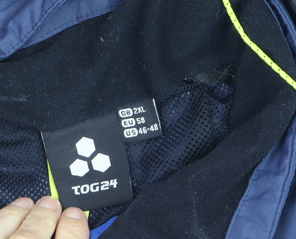 TOG24 Men's Blue 2XL Waterproof Hooded Parka Jacket