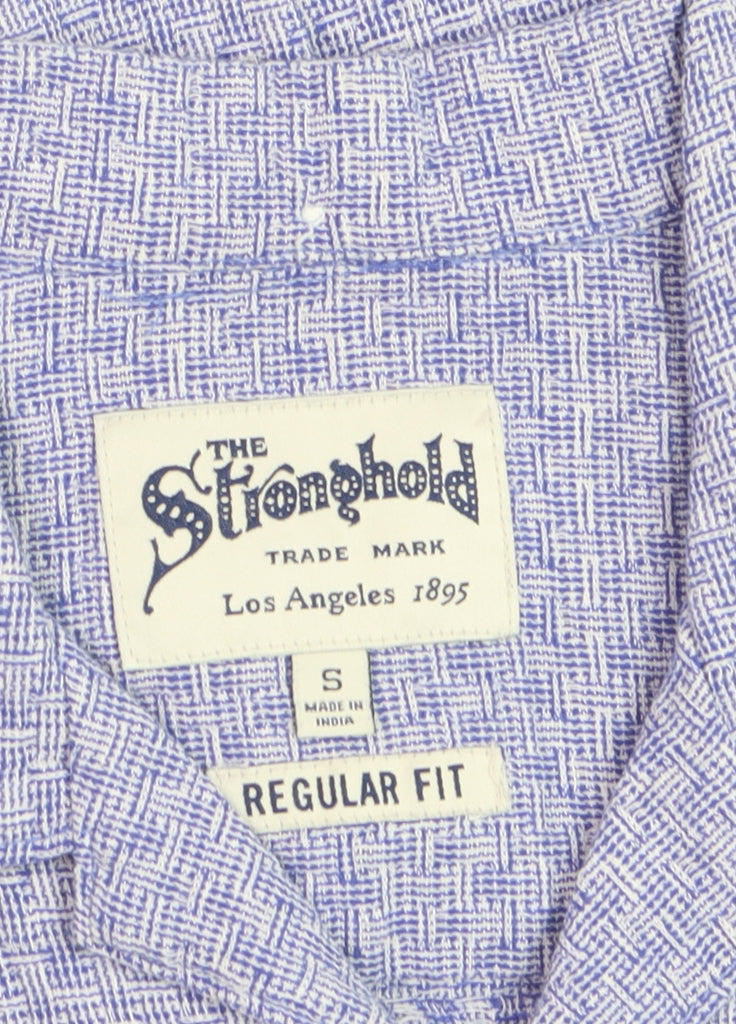 The Stronghold Men's Blue Geometric Regular Fit Cotton Short Sleeve Shirt - S