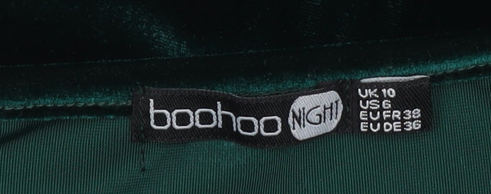 Boohoo Women Green Velvet Bodycon Knee Length Party Dress UK 10
